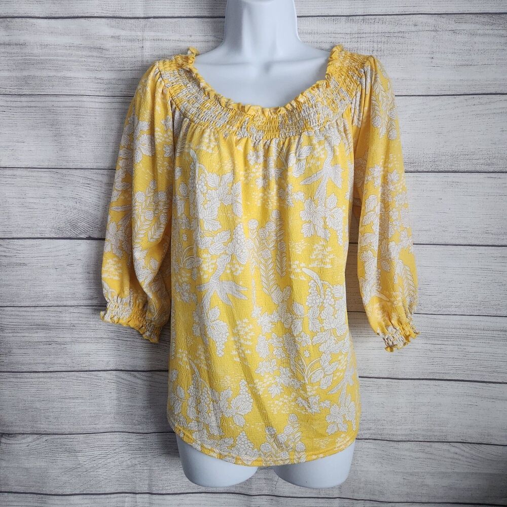 6/$30 SALE Melody Large Yellow Floral Blouse